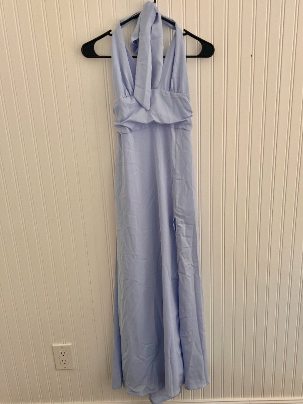 Sky Blue Tie Back Dress With Slit Bridesmaid/Formal/Wedding Guest
